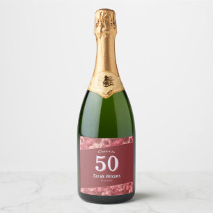 Étiquettes Pour Bouteilles De Vin Mousseux Anémones roses cadeau d'anniversaire floral joyeux