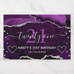 Étiquettes Pour Bouteilles De Vin Mousseux Anniversaire de 21 ans Bille d'agate Paillettes Vi