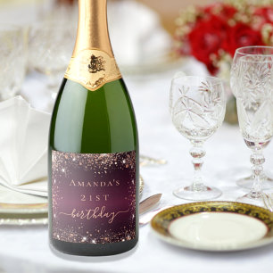 Étiquettes Pour Bouteilles De Vin Mousseux Anniversaire de la Bourgogne rose