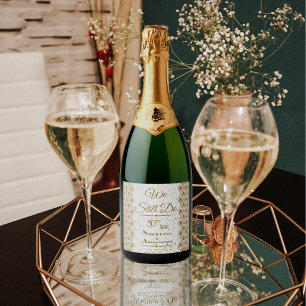 Étiquettes Pour Bouteilles De Vin Mousseux Anniversaire d'or personnalisé