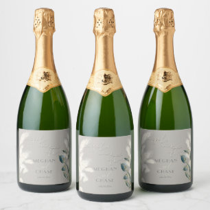 Étiquettes Pour Bouteilles De Vin Mousseux Anthurium Turquoise Pampas