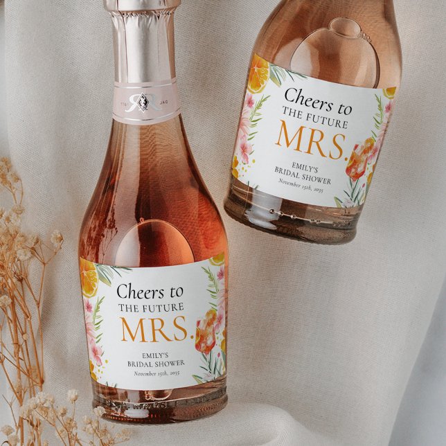 Étiquettes Pour Bouteilles De Vin Mousseux Aperol Spritz Aquarelle Baby Shower de Mariée (Créateur téléchargé)