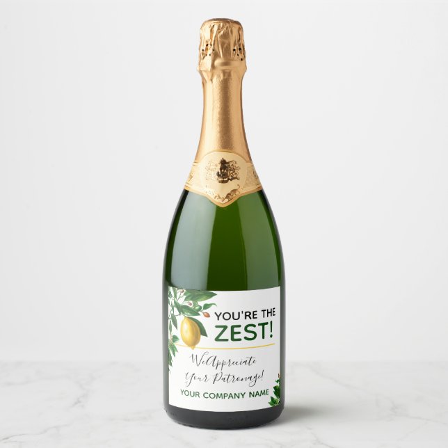 Étiquettes Pour Bouteilles De Vin Mousseux Appréciation du client "Vous êtes le Zest" Lemon (Devant)