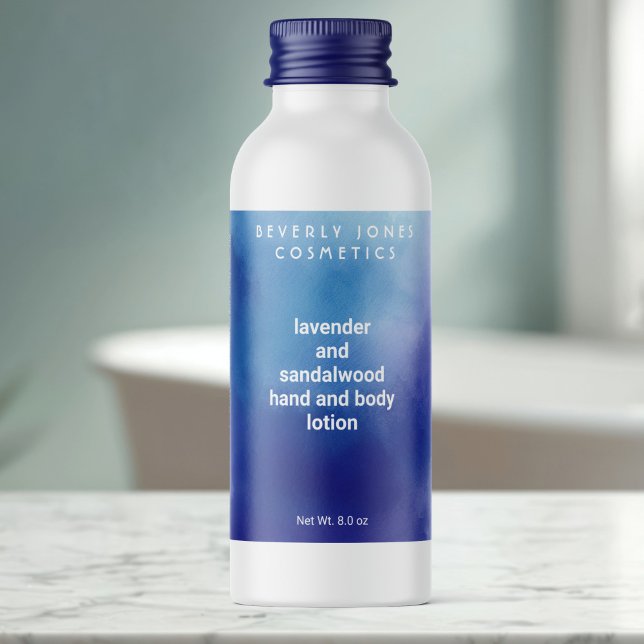 Étiquettes Pour Bouteilles De Vin Mousseux Aquarelle Bleu et pourpre bouteille de cosmétique  (Créateur téléchargé)