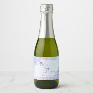 Étiquettes Pour Bouteilles De Vin Mousseux Aquarelle bleu violet Lilac Fleur