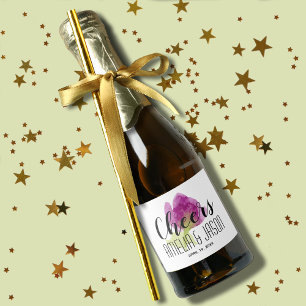 Étiquettes Pour Bouteilles De Vin Mousseux Aquarelle chic violet