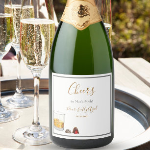 Étiquettes Pour Bouteilles De Vin Mousseux Aquarelle de Whiskey Chocolate Truffes Anniversair