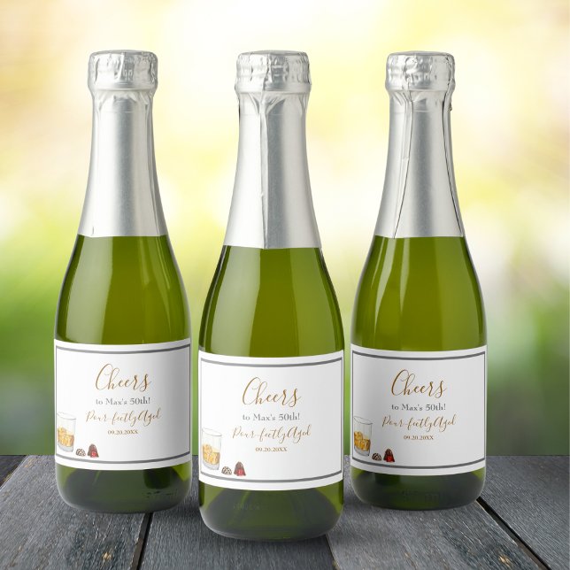 Étiquettes Pour Bouteilles De Vin Mousseux Aquarelle de Whiskey Chocolate Truffes Anniversair (Créateur téléchargé)
