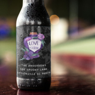Étiquettes Pour Bouteilles De Vin Mousseux Aquarelle douce Potion d'amour Spell Halloween