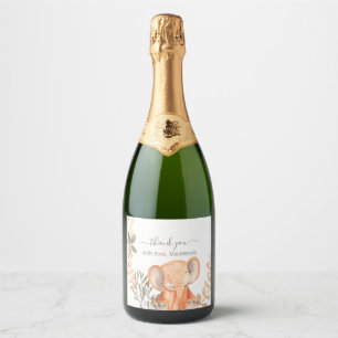 Étiquettes Pour Bouteilles De Vin Mousseux Aquarelle Elephant Boho Safari