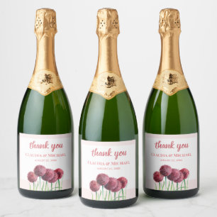 Étiquettes Pour Bouteilles De Vin Mousseux Aquarelle mariage violet rose Alliances
