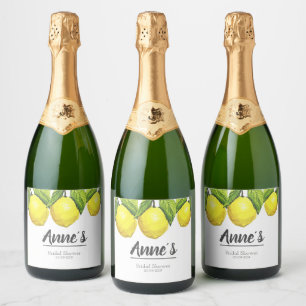 Étiquettes Pour Bouteilles De Vin Mousseux Aquarelle personnalisée à thème Fête des mariées c