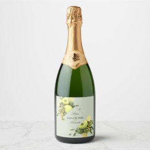 Étiquettes Pour Bouteilles De Vin Mousseux Aquarelle Pommes à chaux et Kiwis Mariage encadré