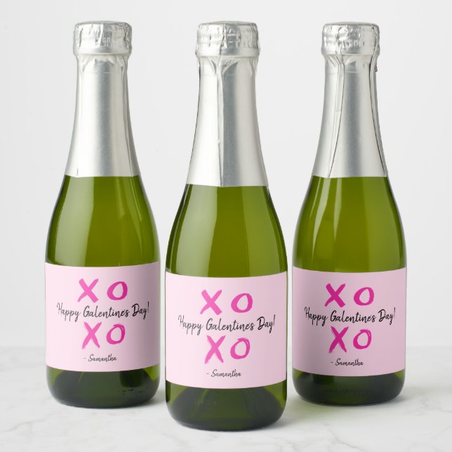 Étiquettes Pour Bouteilles De Vin Mousseux Aquarelle rose XOXO Joyeux Galentine's jour person (Bouteilles)