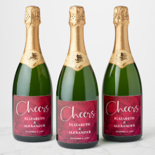 Étiquettes Pour Bouteilles De Vin Mousseux Aquarelle rouge à noir Étiquettes de vin étincelan