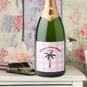 Étiquettes Pour Bouteilles De Vin Mousseux Arbre à Palmes Blanc Rose à Carreaux Enterrement d