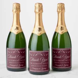 Étiquettes Pour Bouteilles De Vin Mousseux Argent sur le Merci Mariage de Bourgogne