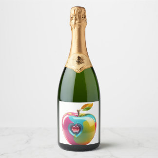 Étiquettes Pour Bouteilles De Vin Mousseux Art Apple vibrant