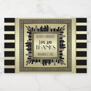 Étiquettes Pour Bouteilles De Vin Mousseux Art Déco Amour & Merci Mariage Sparkling Wine Gold