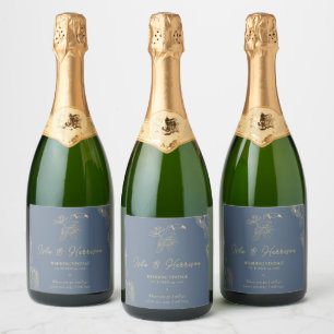 Étiquettes Pour Bouteilles De Vin Mousseux Art Déco Filigrane Doré Mariage Sur Mesure Touca