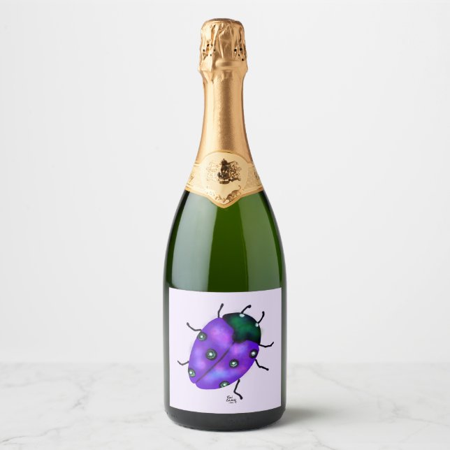 Étiquettes Pour Bouteilles De Vin Mousseux Art Ladybug (Devant)