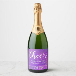 Étiquettes Pour Bouteilles De Vin Mousseux Art marbré violet d'événement personnalisé