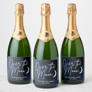Étiquettes Pour Bouteilles De Vin Mousseux Au-dessus du nom de la lune Date Baby shower théma
