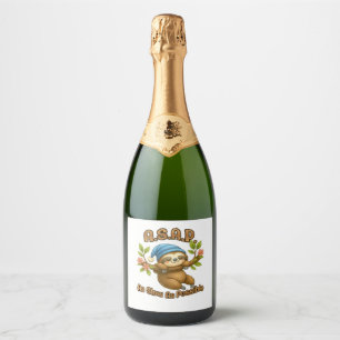 Étiquettes Pour Bouteilles De Vin Mousseux Aussi Lent Que Possible - Joli Sloth ASAP Classic 