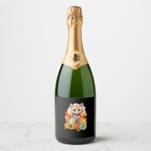 Étiquettes Pour Bouteilles De Vin Mousseux Automne Chat C’est l’automne Y’tous les Citrouille