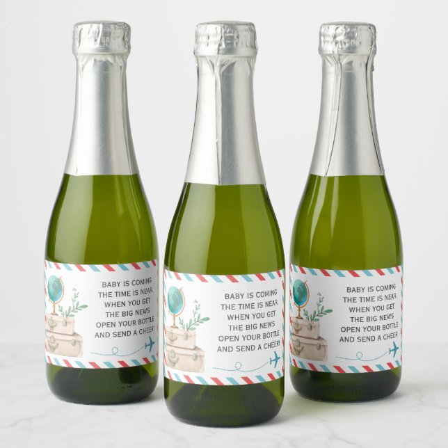 Étiquettes Pour Bouteilles De Vin Mousseux Avion Voyage Baby shower Saupoudrer Mini Vin (Bouteilles)