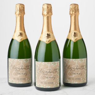 Étiquettes Pour Bouteilles De Vin Mousseux Baby Respire Aquarelle Florale Rustique Boho Maria