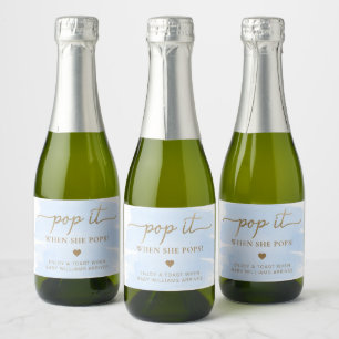 Étiquettes Pour Bouteilles De Vin Mousseux Baby shower Aquarelle Bleu Favoriser Le Vin Étince