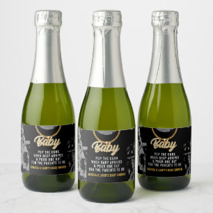 Étiquettes Pour Bouteilles De Vin Mousseux Baby Shower Chaîne en Or Hip Hop