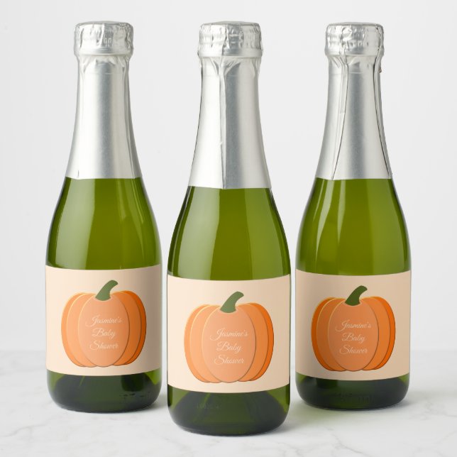 Étiquettes Pour Bouteilles De Vin Mousseux Baby shower Citrouille neutre genre mignon Orange (Bouteilles)