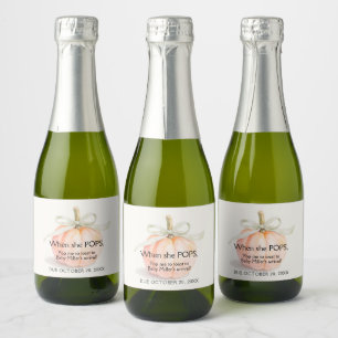 Étiquettes Pour Bouteilles De Vin Mousseux Baby shower de Citrouille de ruban ivoire Mini