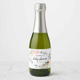 Étiquettes Pour Bouteilles De Vin Mousseux Baby shower Fleur Jolie Étincelle Étiquettes de vi