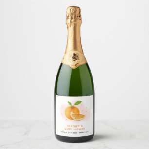 Étiquettes Pour Bouteilles De Vin Mousseux Baby shower minimaliste d'agrumes doux et orange