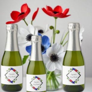 Étiquettes Pour Bouteilles De Vin Mousseux Baby shower Patriotique Panda Anemone