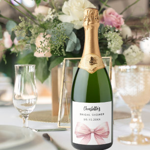 Étiquettes Pour Bouteilles De Vin Mousseux Baby Shower Rose Blanc Mariage