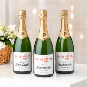 Étiquettes Pour Bouteilles De Vin Mousseux Bachelorette Beach Bikini Week-end
