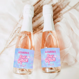 Étiquettes Pour Bouteilles De Vin Mousseux Bachelorette de piscine Dernière rose et bleu