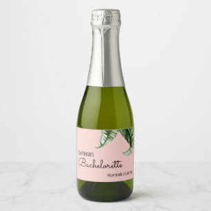 Étiquettes Pour Bouteilles De Vin Mousseux Bachelorette en feuille de bananier moderne du mil