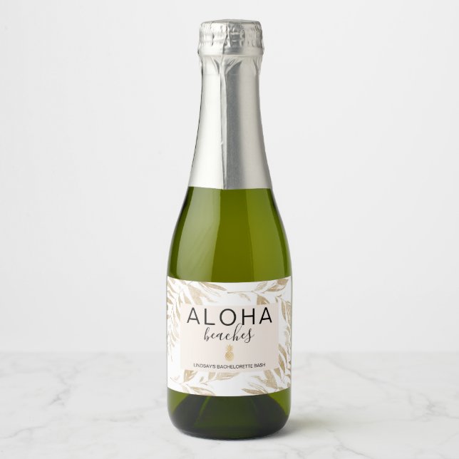 Étiquettes Pour Bouteilles De Vin Mousseux Bachelorette Plages Aloha (Devant)