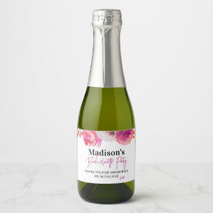 Étiquettes Pour Bouteilles De Vin Mousseux Bachelorette rose vif Favoriser
