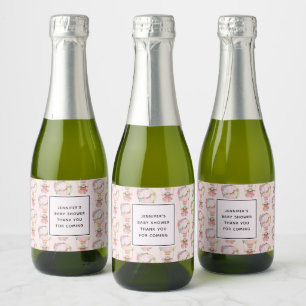Étiquettes Pour Bouteilles De Vin Mousseux Ballons d'air chaud mignon avec Motif d'aquarelle