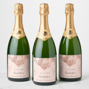 Étiquettes Pour Bouteilles De Vin Mousseux Balloons rose gold blush fun shower de mariage