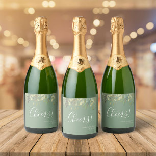 Étiquettes Pour Bouteilles De Vin Mousseux Basil & Eucalyptus Mariage Sparkling Wine Étiquett