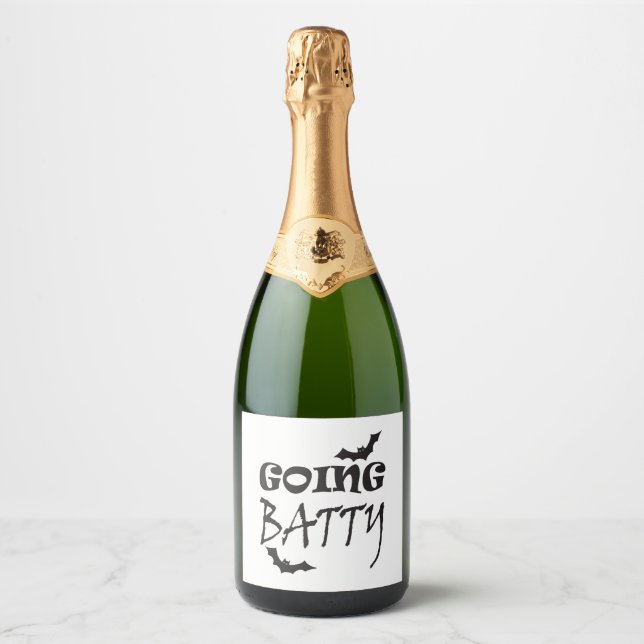 Étiquettes Pour Bouteilles De Vin Mousseux Bat d'Halloween (Devant)