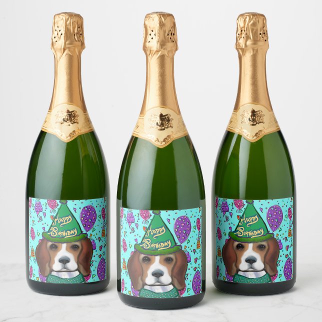 ÉTIQUETTES POUR BOUTEILLES DE VIN MOUSSEUX BEAGLE  (Bouteilles)