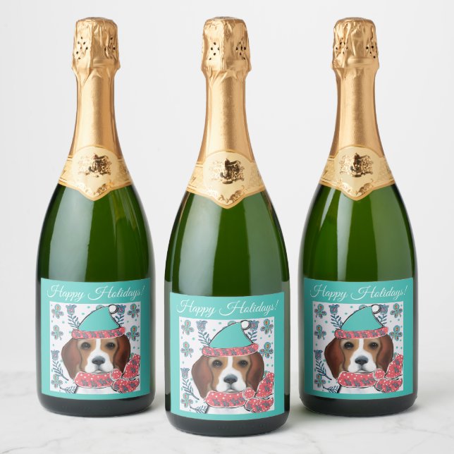 Étiquettes Pour Bouteilles De Vin Mousseux Beagle (Bouteilles)